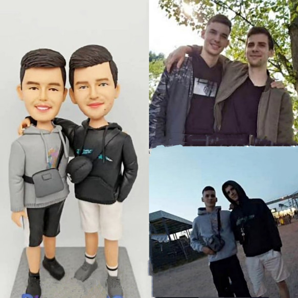 【オーダーメイド】お写真入から 3D 肖像画 似顔絵 人形 フィギュア 彼氏 彼女 誕生日ケーキトッパー 記念日カップル をテーマにした人形はこちら 彼氏 髪型 肖像画 人形 彼女 両親 カップル