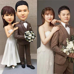 【訂做】3D人像漫畫公仔手辦/結婚禮物/紀念日/情侶男友/女朋友情侶/父母禮物紀念品 第1張的照片