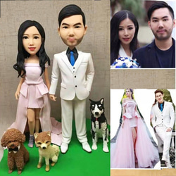 【訂做】3D人像漫畫公仔手辦/結婚禮物/紀念日/情侶男友/女朋友情侶/父母禮物紀念品 第1張的照片