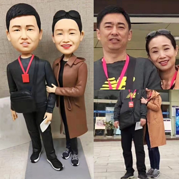 【訂做】3D人像漫畫公仔手辦/結婚禮物/紀念日/情侶男友/女朋友情侶/父母禮物紀念品 第1張的照片