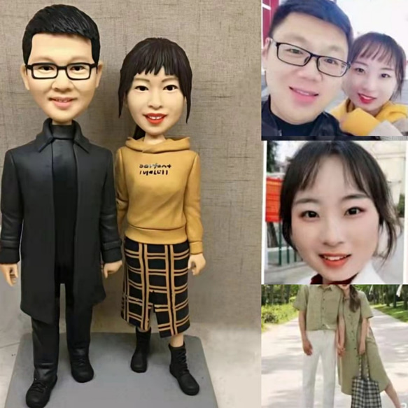 【訂做】3D人像漫畫公仔手辦/結婚禮物/紀念日/情侶男友/女朋友情侶/父母禮物紀念品 第1張的照片