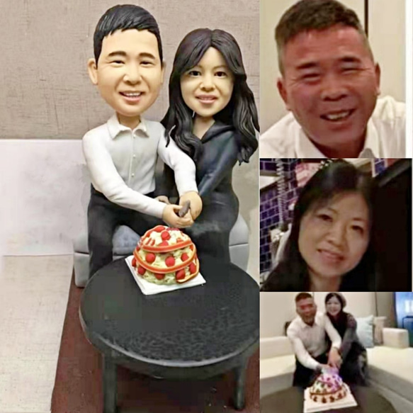 【訂做】3D人像漫畫公仔手辦/結婚禮物/紀念日/情侶男友/女朋友情侶/父母禮物紀念品 第1張的照片