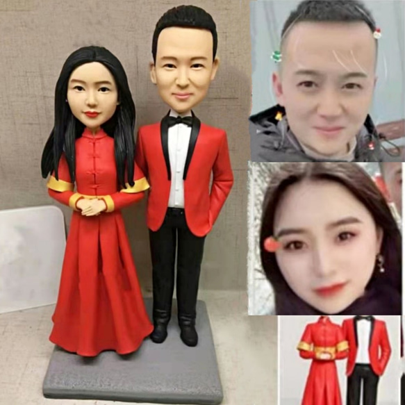 【訂做】3D人像漫畫公仔手辦/結婚禮物/紀念日/情侶男友/女朋友情侶/父母禮物紀念品 第1張的照片