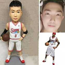 【オーダーメイド】3D肖像画 似顔絵 人形 フィギュア/彼氏彼女 誕生日ケーキトッパー バスケットボカップル プレゼント 1枚目の画像