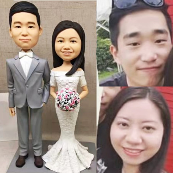 【訂做】3D人像漫畫公仔手辦/結婚禮物/紀念日/情侶男友/女朋友情侶/父母禮物紀念品 第1張的照片