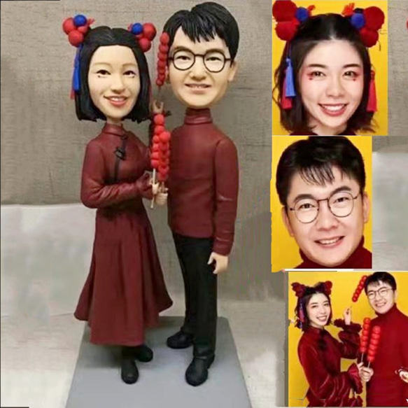 【訂做】3D人像漫畫公仔手辦/結婚禮物/紀念日/情侶男友/女朋友情侶/父母禮物紀念品 第1張的照片