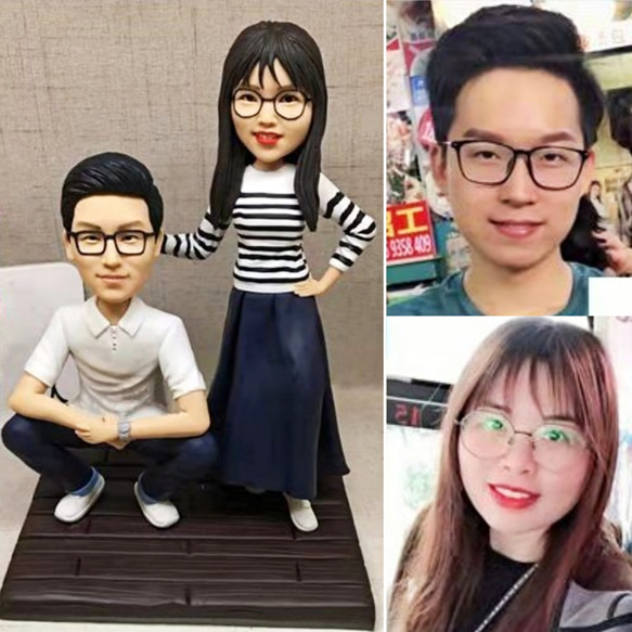 【訂做】3D人像漫畫公仔手辦/結婚禮物/紀念日/情侶男友/女朋友情侶/父母禮物紀念品 第1張的照片