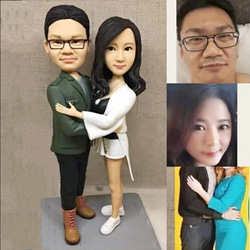 【訂做】3D人像漫畫公仔手辦/結婚禮物/紀念日/情侶男友/女朋友情侶/父母禮物紀念品 第1張的照片