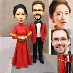 【訂做】3D人像漫畫公仔手辦/結婚禮物/紀念日/情侶男友/女朋友情侶/父母禮物紀念品 第1張的照片