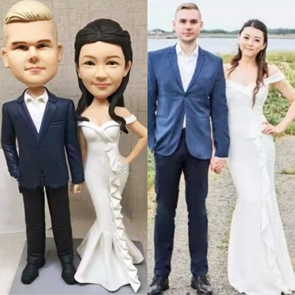 【訂做】3D人像漫畫公仔手辦/結婚禮物/紀念日/情侶男友/女朋友情侶/父母禮物紀念品 第1張的照片