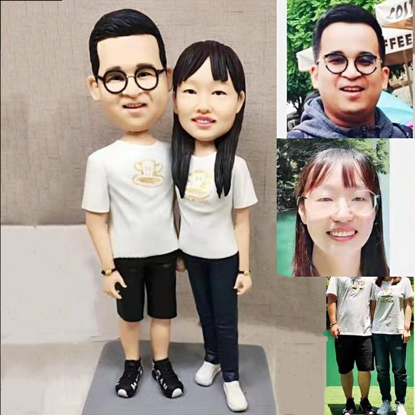 【訂做】3D人像漫畫公仔手辦/結婚禮物/紀念日/情侶男友/女朋友情侶/父母禮物紀念品 第1張的照片