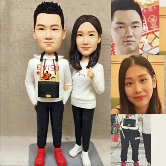 【訂做】3D人像漫畫公仔手辦/結婚禮物/紀念日/情侶男友/女朋友情侶/父母禮物紀念品 第1張的照片