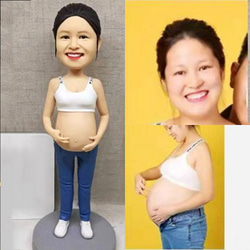 【オーダーメイド】3D肖像画 似顔絵 人形 フィギュア/彼氏彼女 誕生日ケーキトッパー妊娠中カップル プレゼント 1枚目の画像