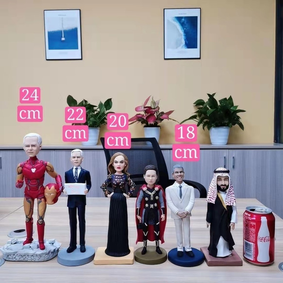 【オーダーメイド】ハイエンド 蝋人形グレード 立体アート人形の置物 あなたの写真やアイデアに基づいて 名人 髪型 ドレス