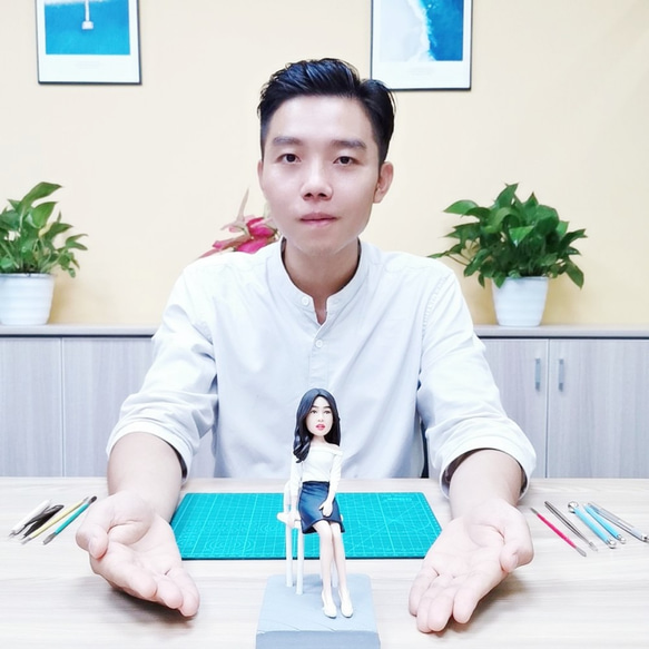 【オーダーメイド】ハイエンド 蝋人形グレード 立体アート人形の置物 あなたの写真やアイデアに基づいて 名人 髪型 ドレス