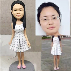 【オーダーメイド】3D肖像画 似顔絵 人形 フィギュア/彼氏彼女 誕生日ケーキトッパー 記念日カップル 友達 プレゼント 1枚目の画像
