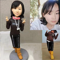 【訂做】3D肖像漫畫娃娃公仔/男友/女友生日蛋糕禮帽週年紀念情侶朋友禮物 第1張的照片