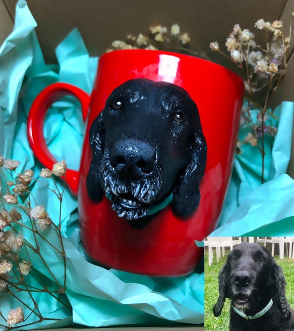 【オーダーメイド】手作りコーヒーカップ コップ マグカップ うちの子 愛犬 愛猫 3D 似顔絵 肖像画 人形 フィギュア 1枚目の画像