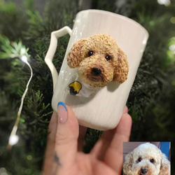 【オーダーメイド】手作りコーヒーカップ コップ マグカップ うちの子 愛犬 愛猫 3D 似顔絵 肖像画 人形 フィギュア 1枚目の画像