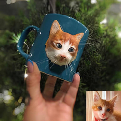 【オーダーメイド】手作りコーヒーカップ コップ マグカップ うちの子 愛犬 愛猫 3D 似顔絵 肖像画 人形 フィギュア 1枚目の画像