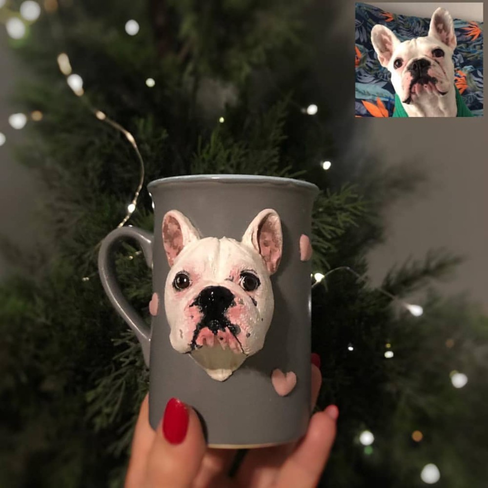 【オーダーメイド】手作りコーヒーカップ コップ マグカップ うちの子 愛犬 愛猫 3D 似顔絵 肖像画 人形 フィギュア
