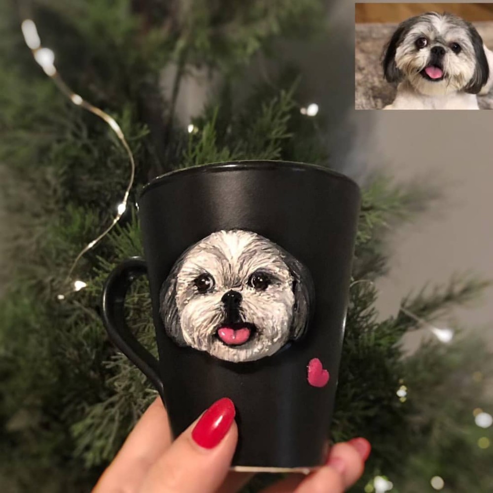【オーダーメイド】手作りコーヒーカップ コップ マグカップ うちの子 愛犬 愛猫 3D 似顔絵 肖像画 人形 フィギュア