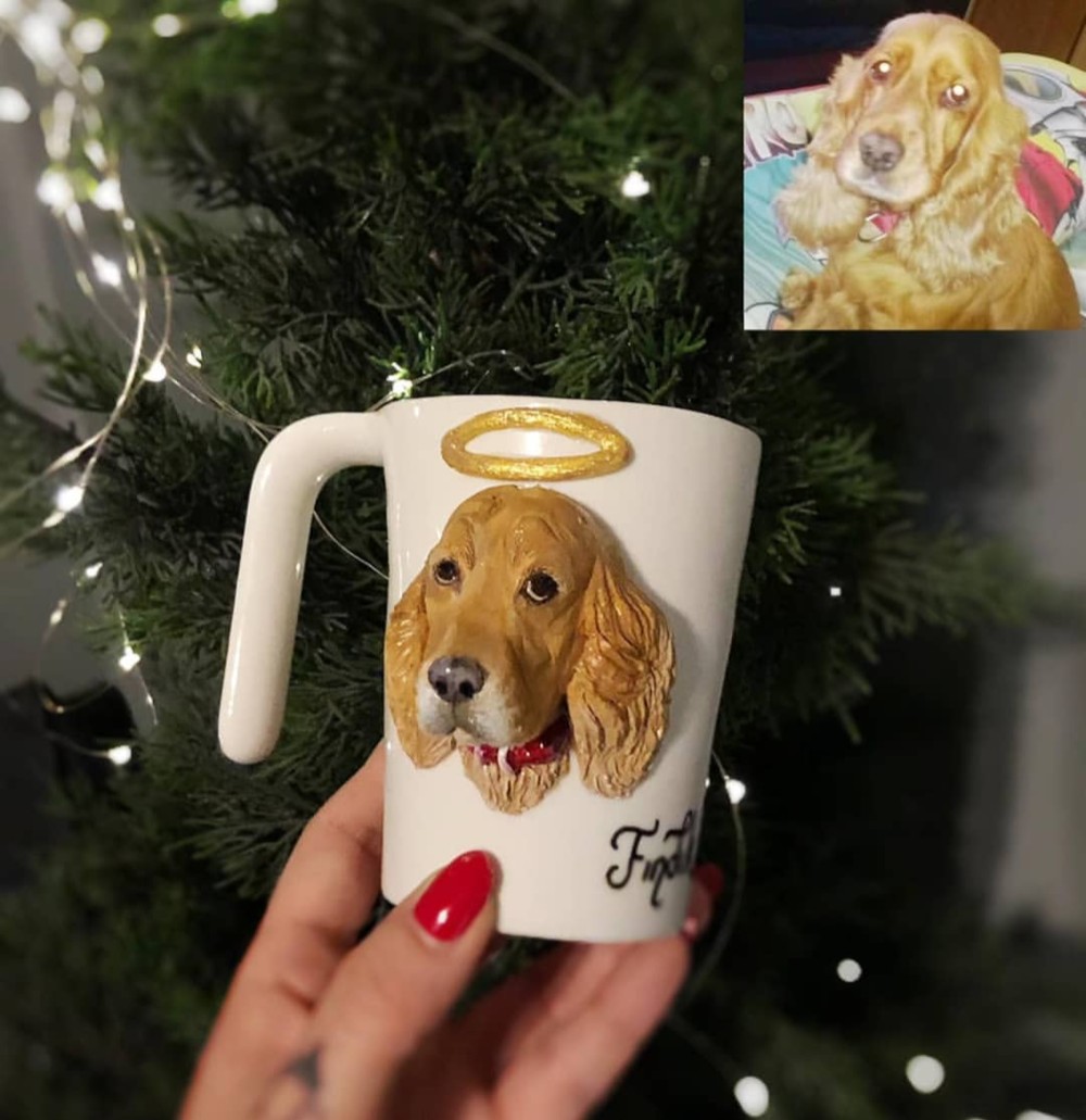 【オーダーメイド】手作りコーヒーカップ コップ マグカップ うちの子 愛犬 愛猫 3D 似顔絵 肖像画 人形 フィギュア