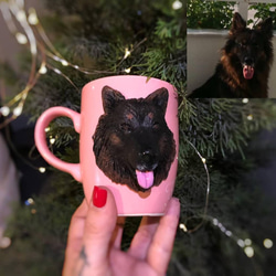 【訂做】手工咖啡杯杯馬克杯我的孩子我的狗我的貓3D漫畫肖像娃娃公仔 第1張的照片