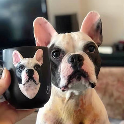 【オーダーメイド】手作りコーヒーカップ コップ マグカップ うちの子 愛犬 愛猫 3D 似顔絵 肖像画 人形 フィギュア 2枚目の画像
