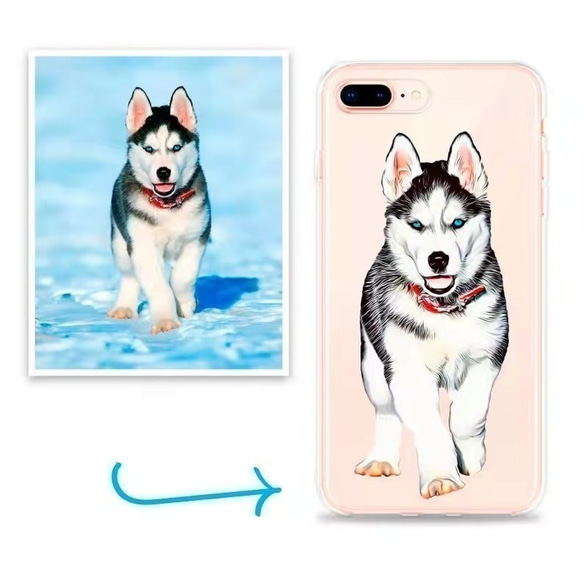 [客製化] My Child 透明保護殼寵物肖像漫畫保護殼相容 iPhone 13 12 11 所有型號 第5張的照片