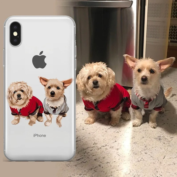 【オーダーメイド】うちの子 スマホケース 猫犬 ペット 肖像画似顔絵 iPhone 15 14 Android全機種対応 1枚目の画像