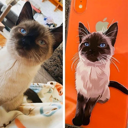 【オーダーメイド】うちの子 スマホケース 猫犬 ペット 肖像画似顔絵 iPhone 15 14 Android全機種対応 4枚目の画像
