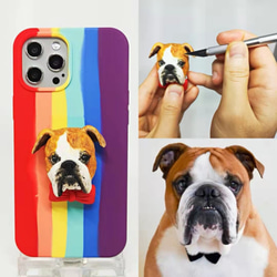 オーダーメイド L&G 3D猫犬ペット肖像画人形スマホケース 唯一の あなたの写真からカスタム 全機種対応 iPhone 4枚目の画像