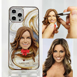 客製化L&amp;G 3D人像娃娃智慧型手機殼世界上唯一的手工製品根據您的照片客製化相容所有iPhone型號 第1張的照片