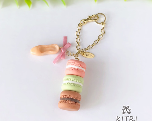 受注生産】トウシューズとマカロンのキーチャーム バッグチャーム