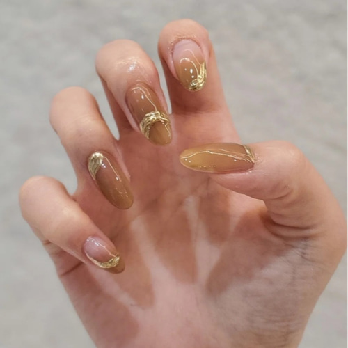 ニュアンス ミラーネイル ブラウンネイル ネイルチップ（つけ爪