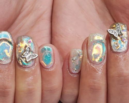 うるうるネイル 氷ネイル キラキラネイル 個性的 冬ネイル ネイル