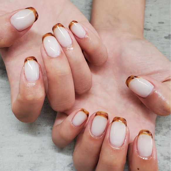 ベージュマグネットべっ甲ニュアンスネイル シェル アイボリー 韓国