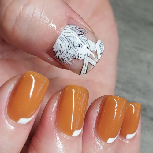 ネイルチップ ブラウン ニュアンス オレンジ ちゅるん オーダーネイル ネイルチップ ブラウン ニュアンス オレンジ ちゅるん オーダー