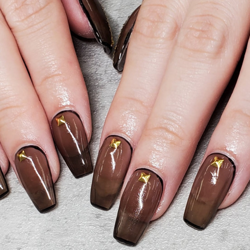 オーダーネイルチップ♡秋冬くすみブラウン量産型フレンチガーリー