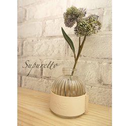 ブラウンボトル フラワーベースレースアップ レザーカバー 一輪挿し