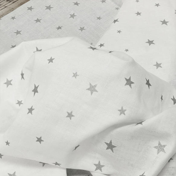 日本製造原創印花 Twinkle Star 隨機星星圖案雙層紗布面料 6.Silver|Kirakira star|Kikira 第2張的照片