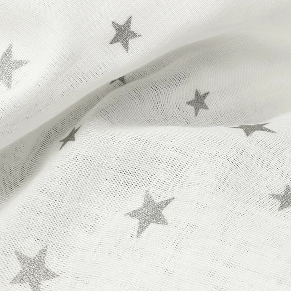 日本製造原創印花 Twinkle Star 隨機星星圖案雙層紗布面料 6.Silver|Kirakira star|Kikira 第3張的照片