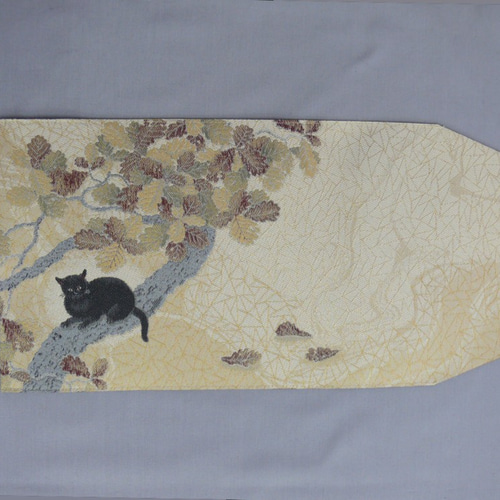 絵画織ブックカバー 文庫サイズ 春草 黒き猫 ブックカバー kaigaori