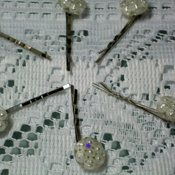 カスミ草パールの小花ヘアピン2個セット 2枚目の画像
