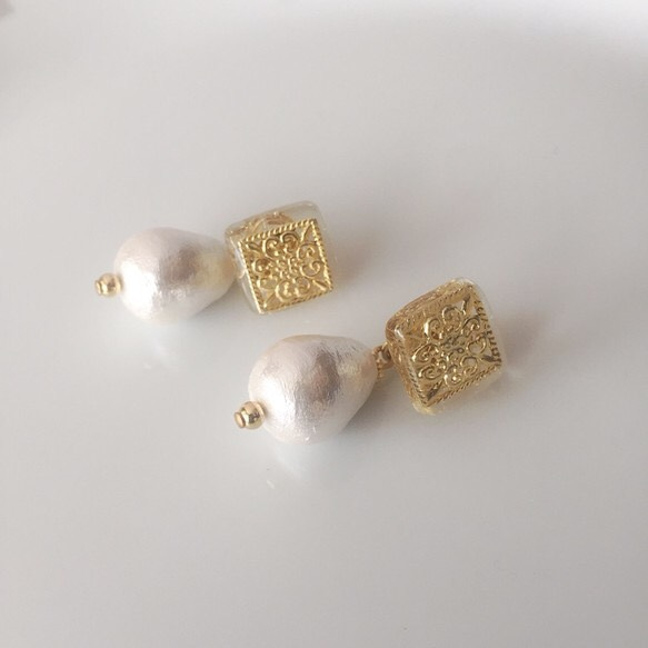 square×pearlピアス 4枚目の画像