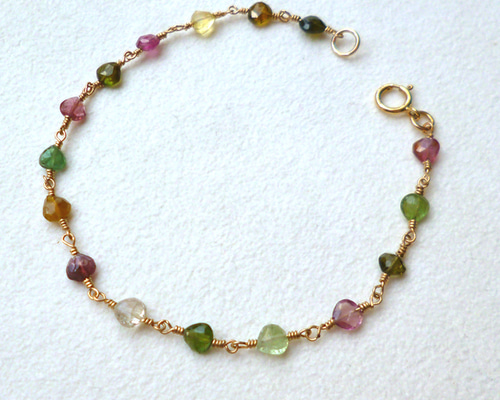 14kgf マルチカラートルマリンブレスレット⋆˙⟡ 天然石ブレスレット マルチカラー トルマリン さざれ石 14kgf