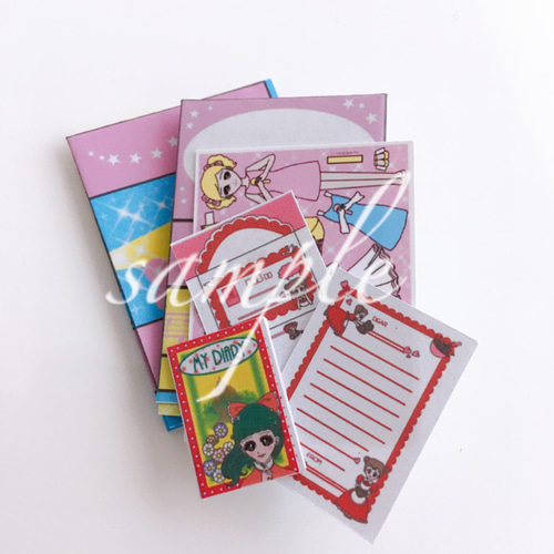 ミニチュア】 レトロ 少女漫画雑誌の 懐かしい 紙製 付録 セット