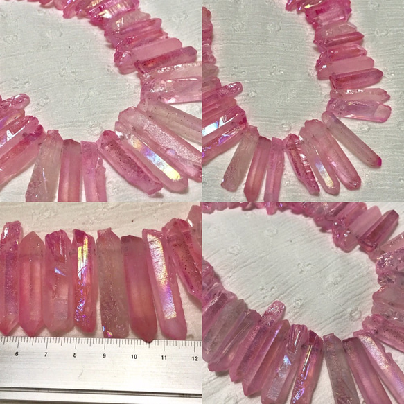 天然水晶 氷柱カット オーロラ ピンク (艶なし) 20g 4枚目の画像
