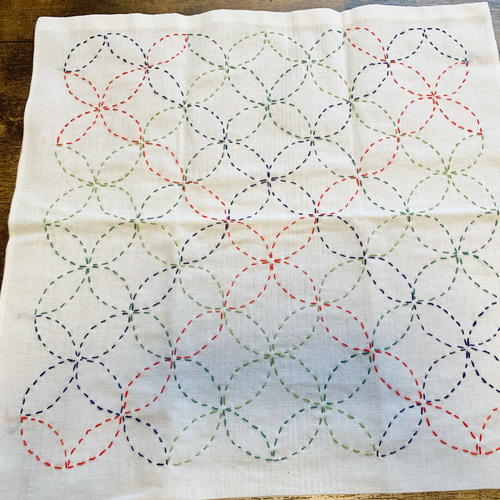 刺し子 花ふきん 3枚セット 七宝 その他雑貨 布小物工房mikuri 通販